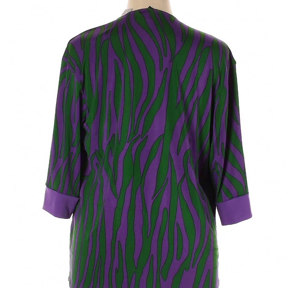NWT CSC Studio Purple & Green Elbow-Length Slinky Over-Top Size XL Made in USA - Picture 4 of 4